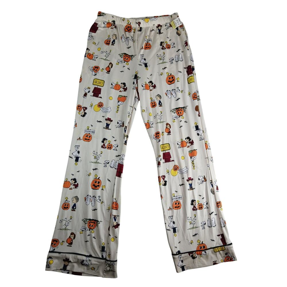 Beauty Sleep Social X Peanuts Pajamas Womens Small White Halloween Lounge Snoopy